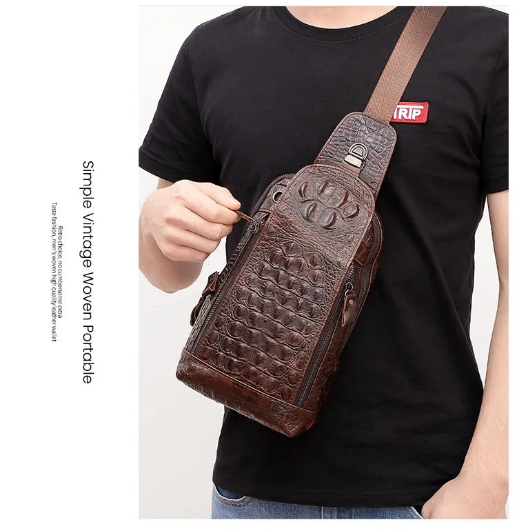 Cool Sling Bag Mens One Strap Backpack Leather Crossbody Backpack For Men