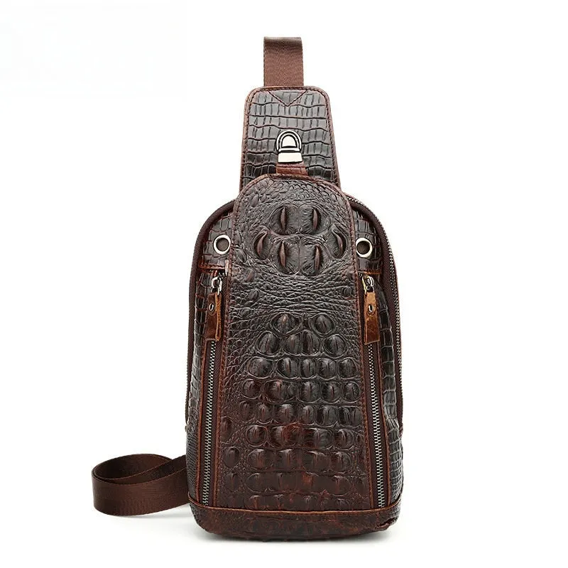 Cool Sling Bag Mens One Strap Backpack Leather Crossbody Backpack For Men