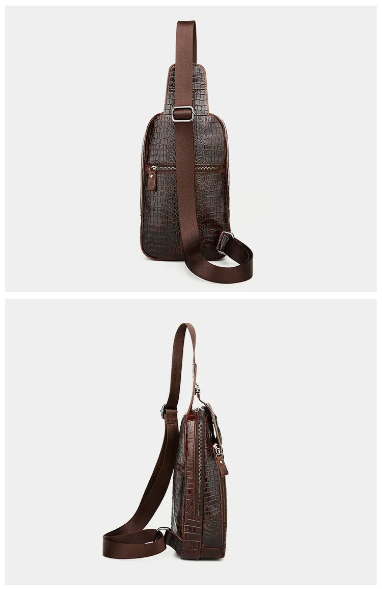 Cool Sling Bag Mens One Strap Backpack Leather Crossbody Backpack For Men