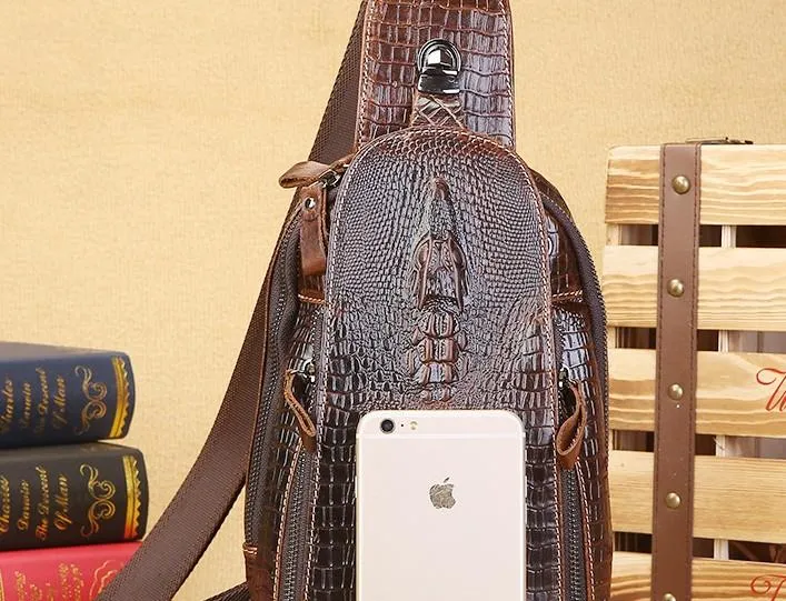 Cool Sling Bag Mens One Strap Backpack Leather Crossbody Backpack For Men