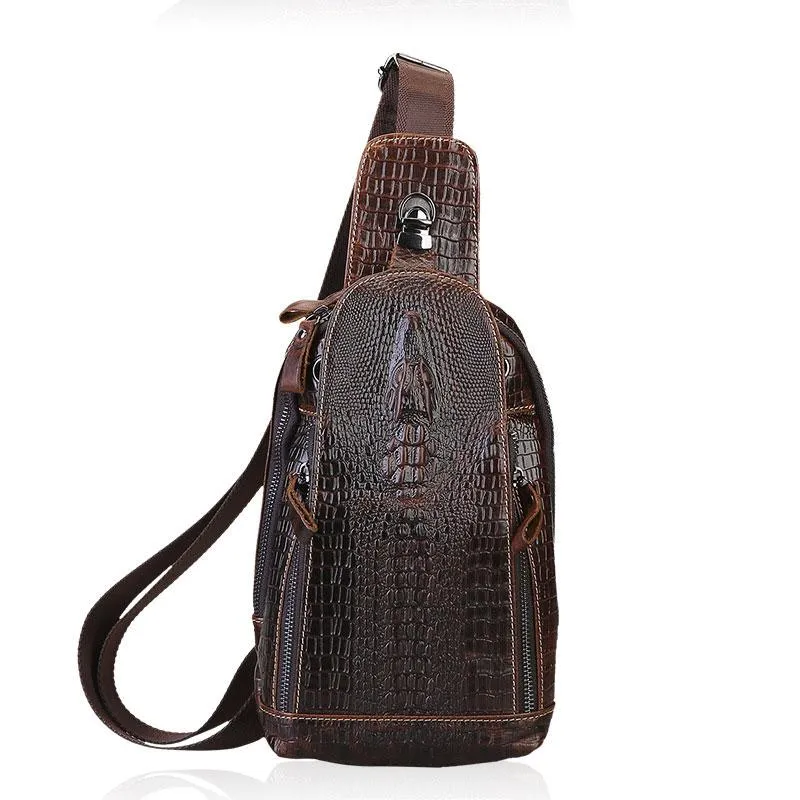 Cool Sling Bag Mens One Strap Backpack Leather Crossbody Backpack For Men