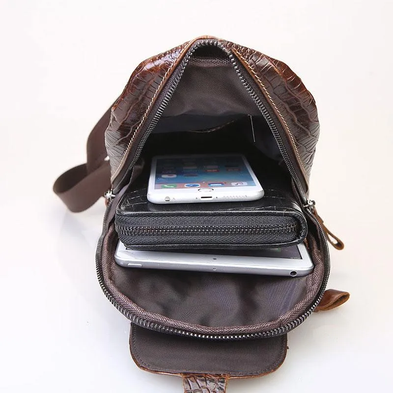 Cool Sling Bag Mens One Strap Backpack Leather Crossbody Backpack For Men