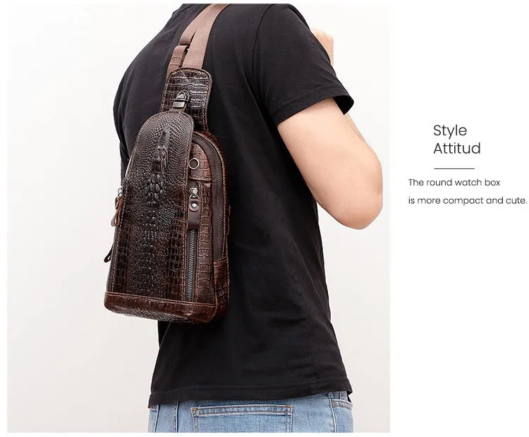 Cool Sling Bag Mens One Strap Backpack Leather Crossbody Backpack For Men