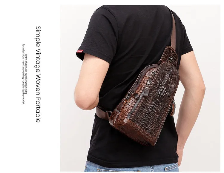 Cool Sling Bag Mens One Strap Backpack Leather Crossbody Backpack For Men