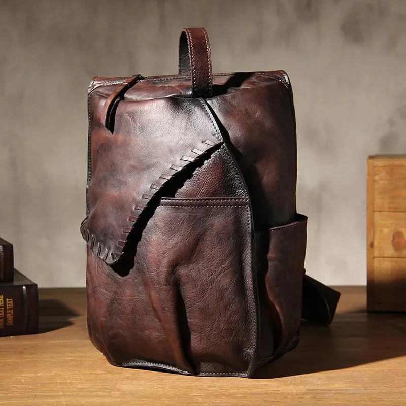Cool Vintage Leather Coffee Mens Sling Bag Shoulder Bag Chest Bag for Men