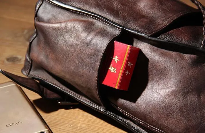 Cool Vintage Leather Coffee Mens Sling Bag Shoulder Bag Chest Bag for Men