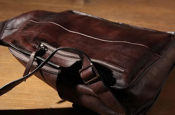 Cool Vintage Leather Coffee Mens Sling Bag Shoulder Bag Chest Bag for Men