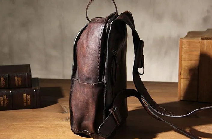 Cool Vintage Leather Coffee Mens Sling Bag Shoulder Bag Chest Bag for Men