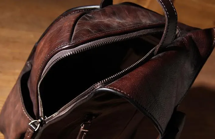 Cool Vintage Leather Coffee Mens Sling Bag Shoulder Bag Chest Bag for Men