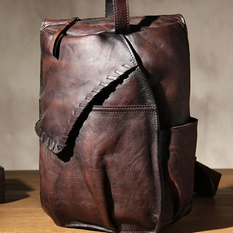 Cool Vintage Leather Coffee Mens Sling Bag Shoulder Bag Chest Bag for Men