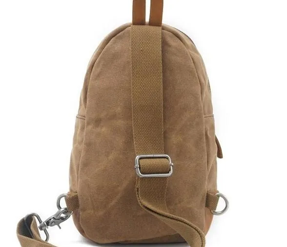 Cool Waxed Canvas Leather Mens Chest Bag Sling Bag One Shoulder Packs for men