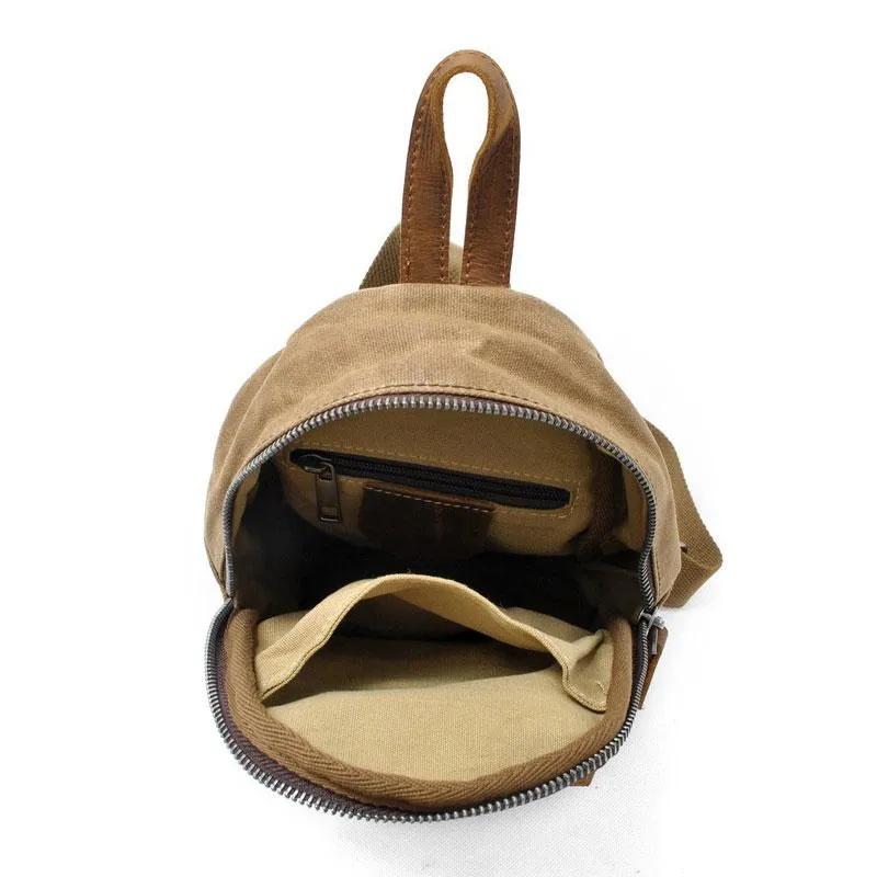Cool Waxed Canvas Leather Mens Chest Bag Sling Bag One Shoulder Packs for men