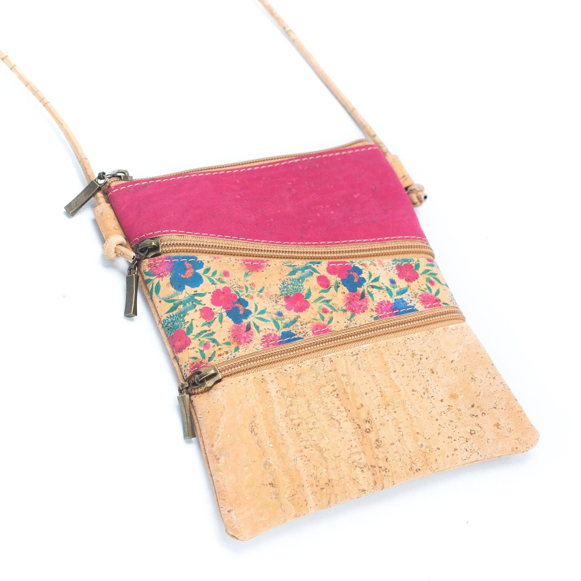Cork Pattern stitching ladies cork zipper crossbody bag BAGP-209