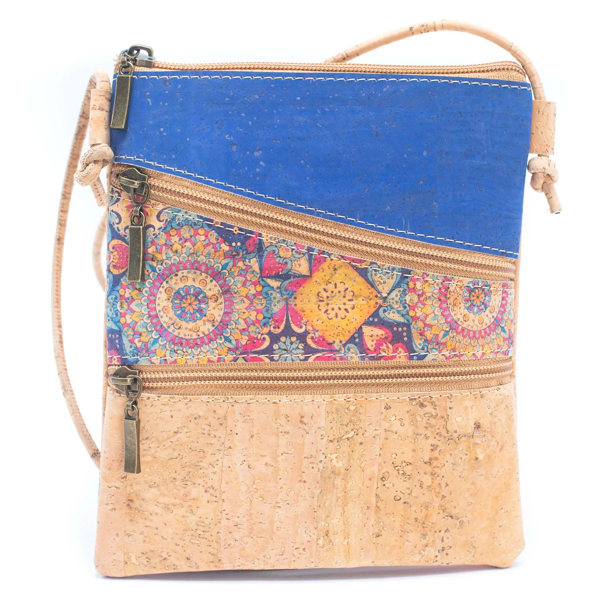 Cork Pattern stitching ladies cork zipper crossbody bag BAGP-209