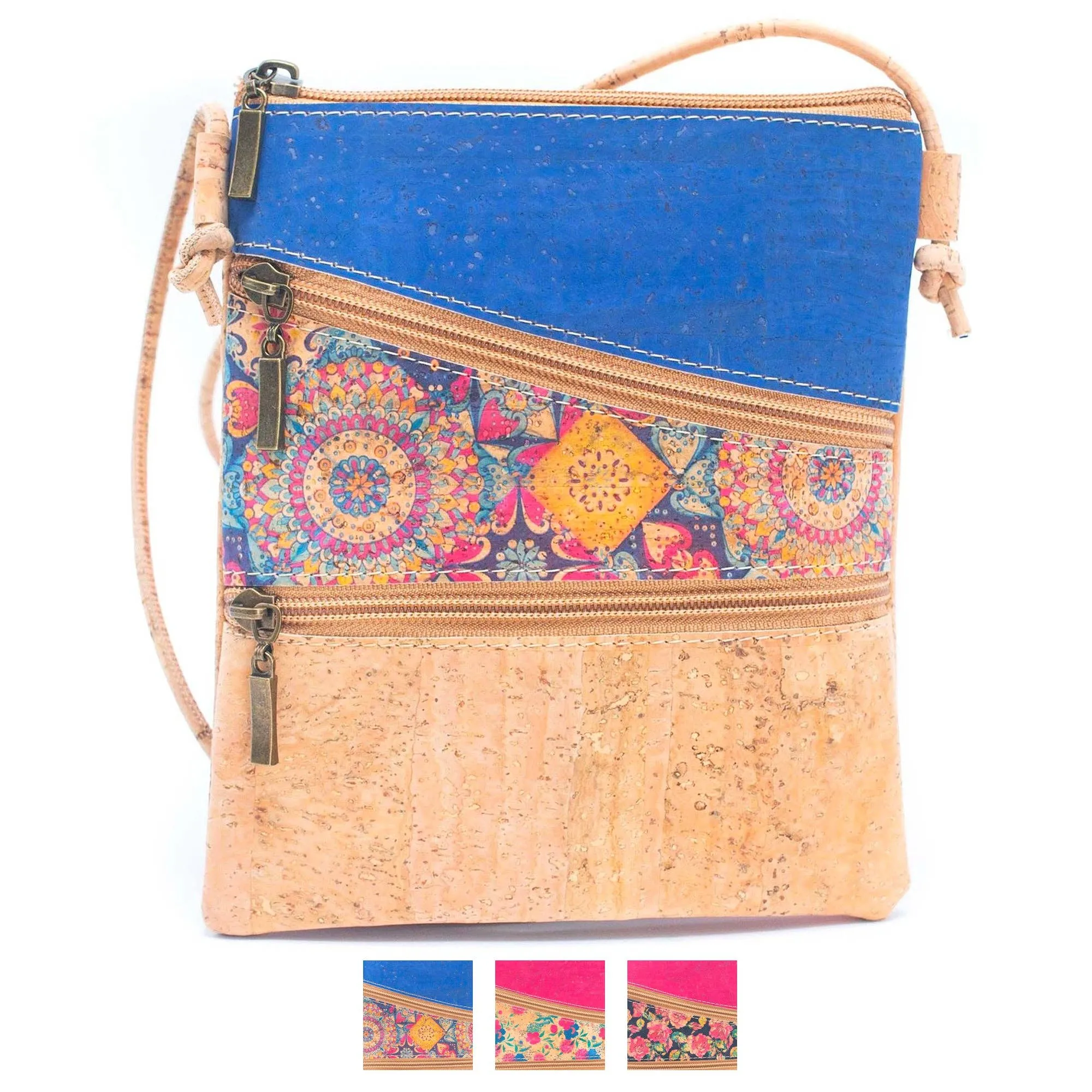 Cork Pattern stitching ladies cork zipper crossbody bag BAGP-209
