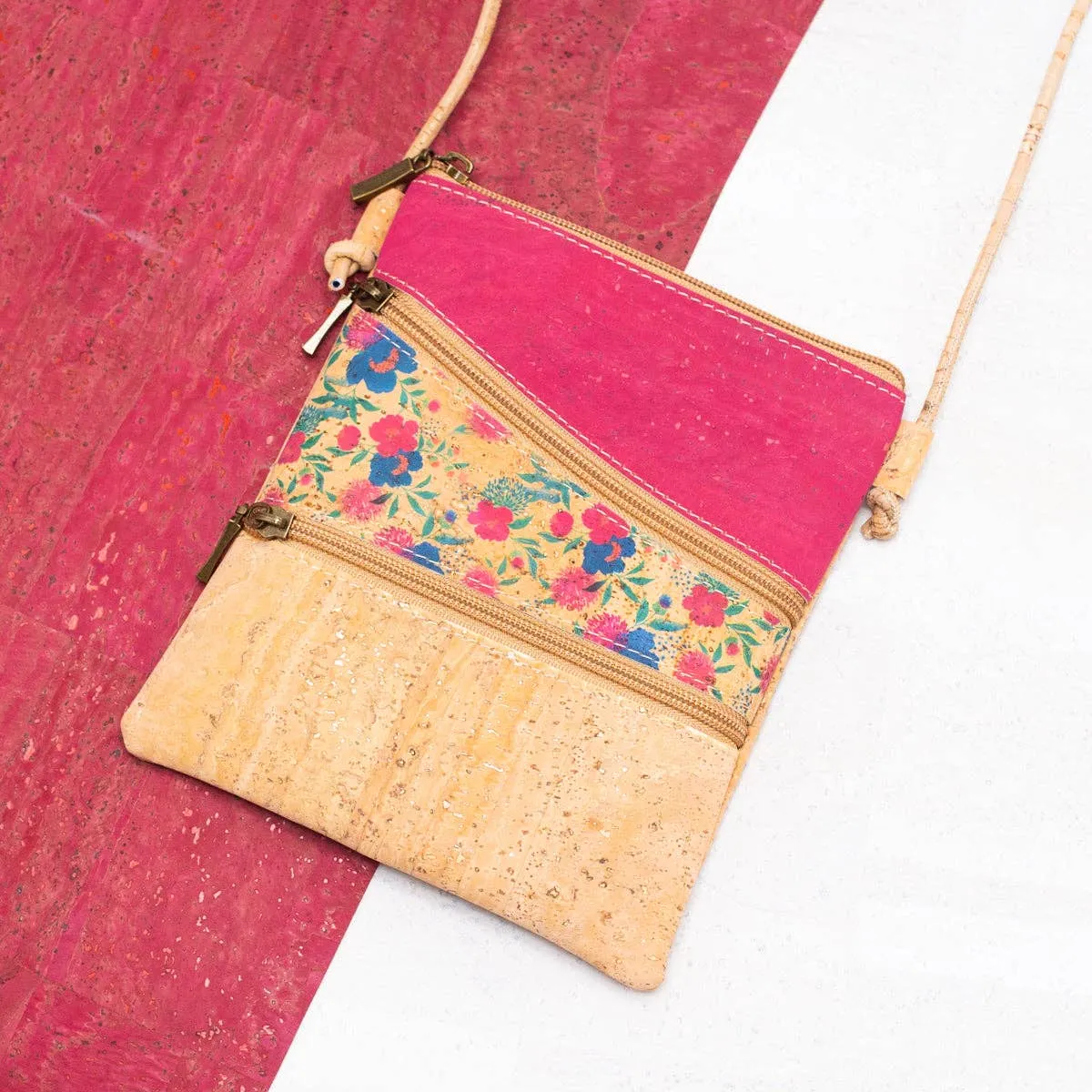 Cork Pattern stitching ladies cork zipper crossbody bag BAGP-209