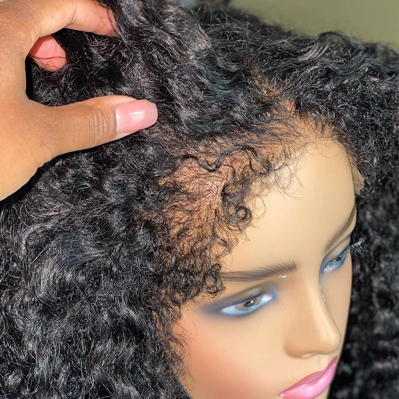 Curly Baby Hair Natural 4C Edge Skin Melt Lace Frontal Wig Curly