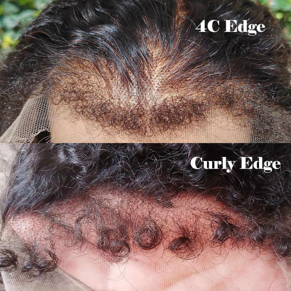 Curly Baby Hair Natural 4C Edge Skin Melt Lace Frontal Wig Curly