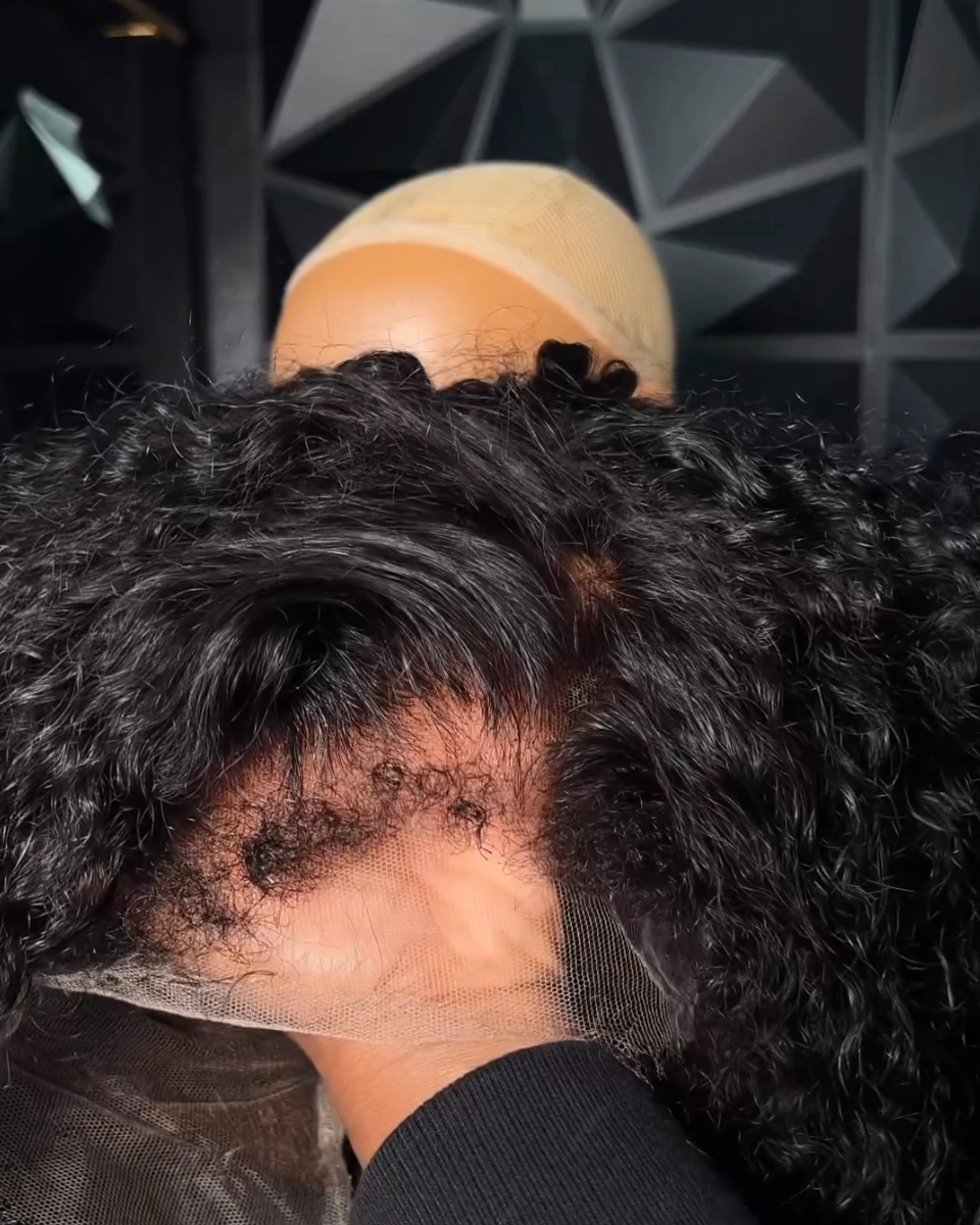 Curly Baby Hair Natural 4C Edge Skin Melt Lace Frontal Wig Curly