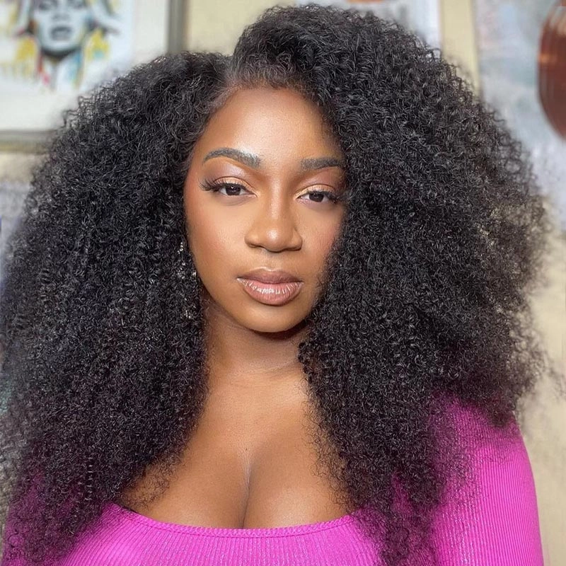 Curly Edge Natural 4C Edge 13x6 Skin Melt Lace Frontal Wig Kinky Curly