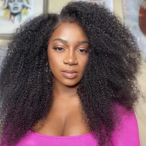 Curly Edge Natural 4C Edge 13x6 Skin Melt Lace Frontal Wig Kinky Curly