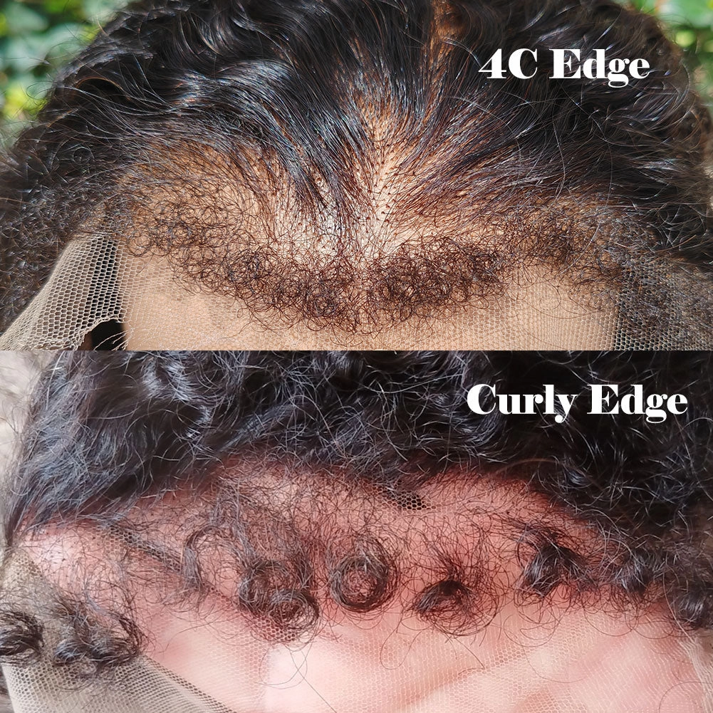 Curly Edge Natural 4C Edge 13x6 Skin Melt Lace Frontal Wig Kinky Curly