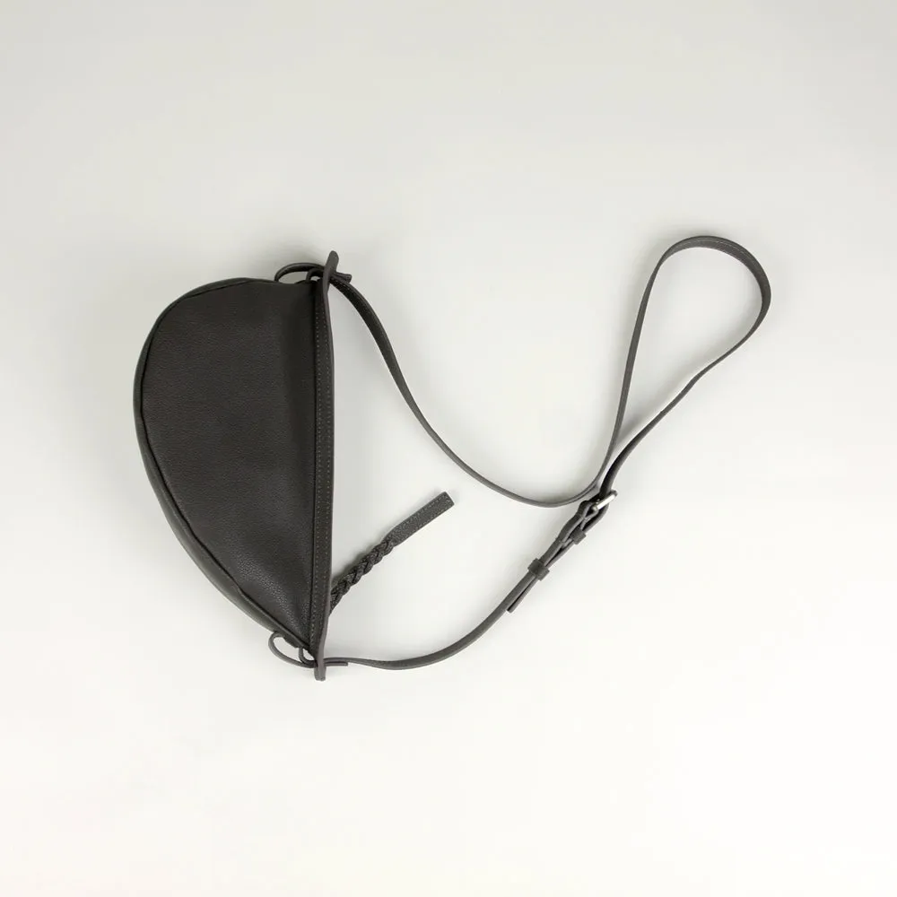 Cute Black Leather Womens Sling Bag Shoulder Bag Crossbody Saddle Bag for Women