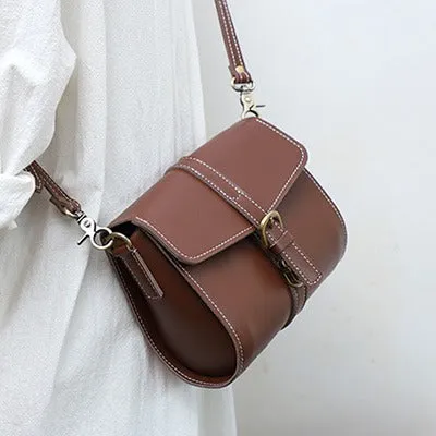 Cute LEATHER Small Side Bag Brown WOMEN SHOULDER BAG Small Crossbody Purse FOR WOMEN