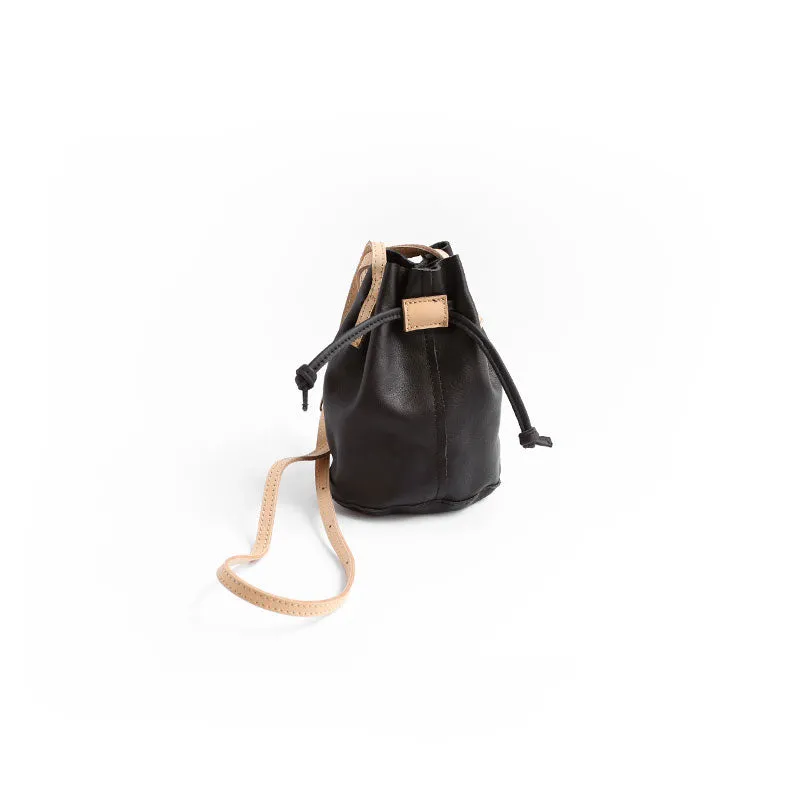 Cute LEATHER WOMEN Mini Bucket Crossbody Purse Small SHOULDER BAG FOR WOMEN