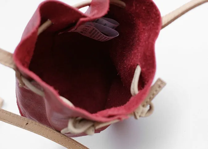 Cute LEATHER WOMEN Mini Bucket Crossbody Purse Small SHOULDER BAG FOR WOMEN