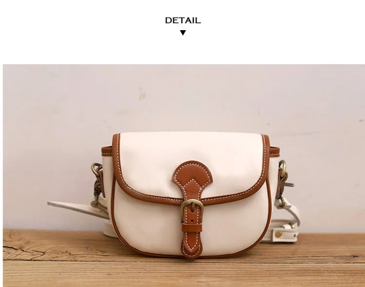 Cute Saddle Black LEATHER Side Bag White WOMEN Contrast Color Saddle SHOULDER BAG Small Crossbody Purse FOR WOMEN