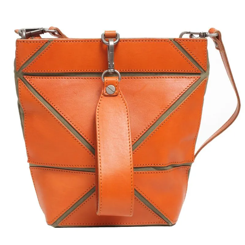 Cute Small Green Womens Leather Bucket Handbag Clutch Brown Leather Bucket Side Bag Shoulder Bag