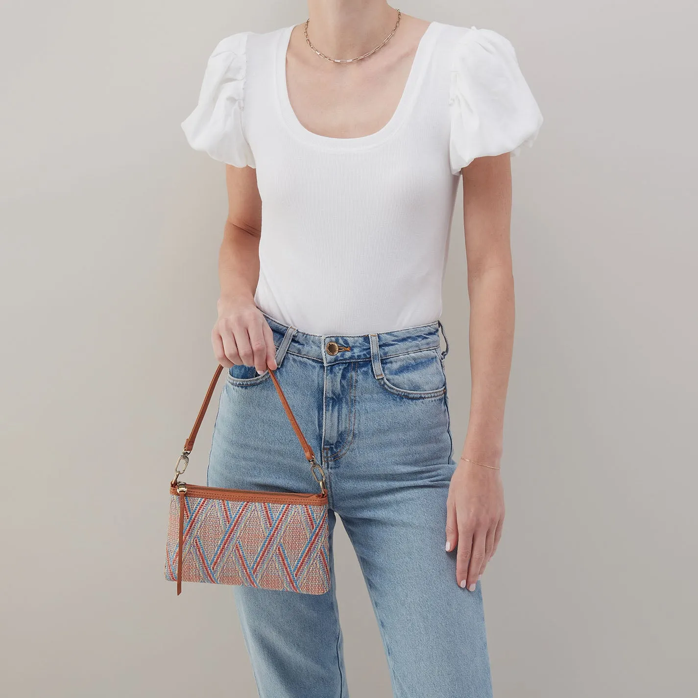 Darcy Crossbody In Multi Weave With Leather Trim - Sunset Raffia