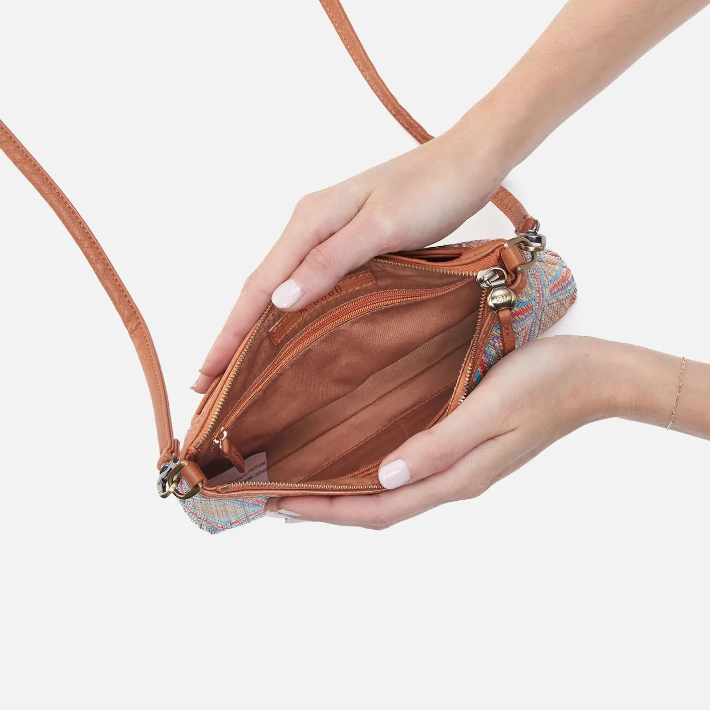 Darcy Crossbody In Multi Weave With Leather Trim - Sunset Raffia
