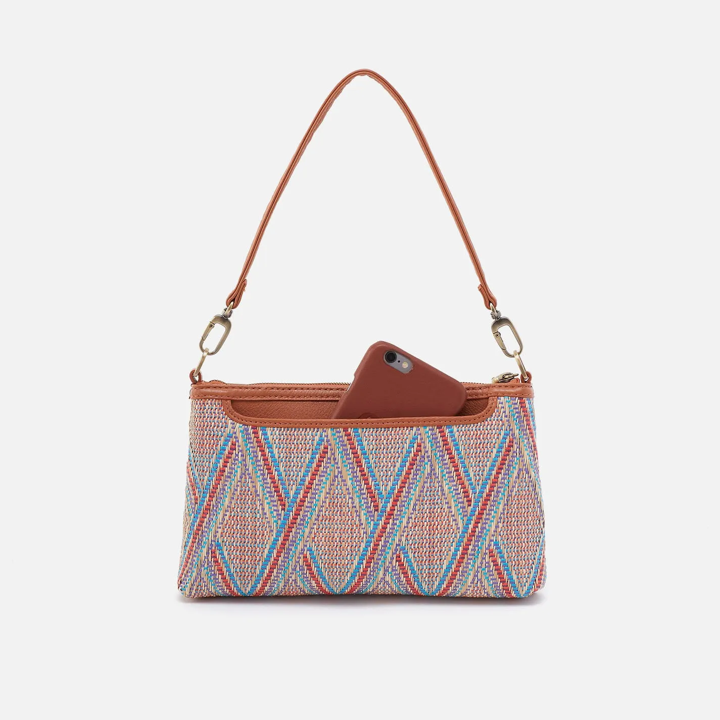 Darcy Crossbody In Multi Weave With Leather Trim - Sunset Raffia