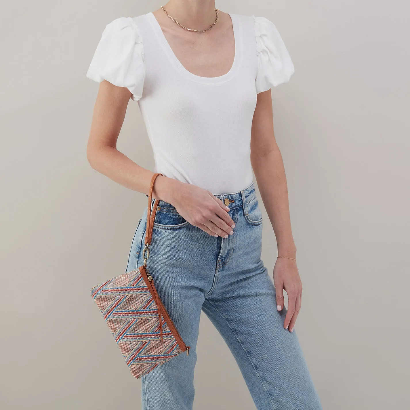 Darcy Crossbody In Multi Weave With Leather Trim - Sunset Raffia