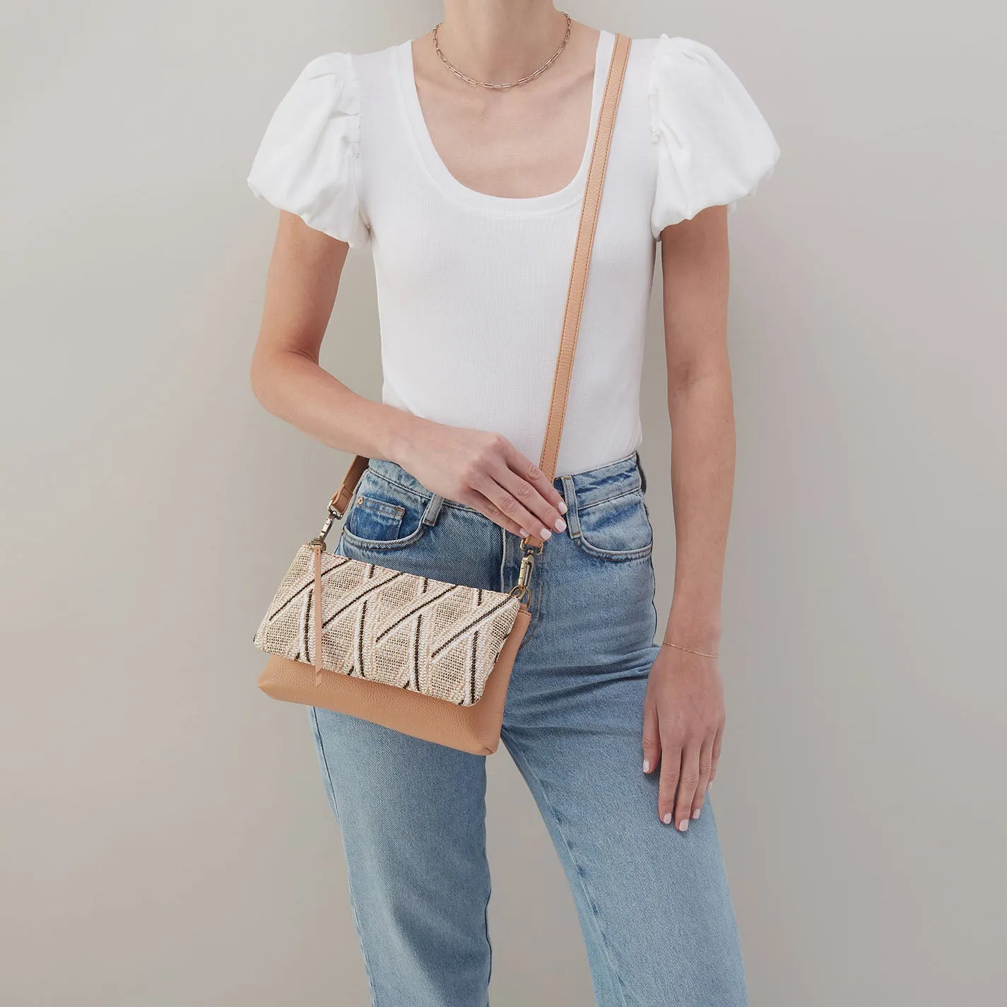 Darcy Double Crossbody In Pebbled Leather - Porcini