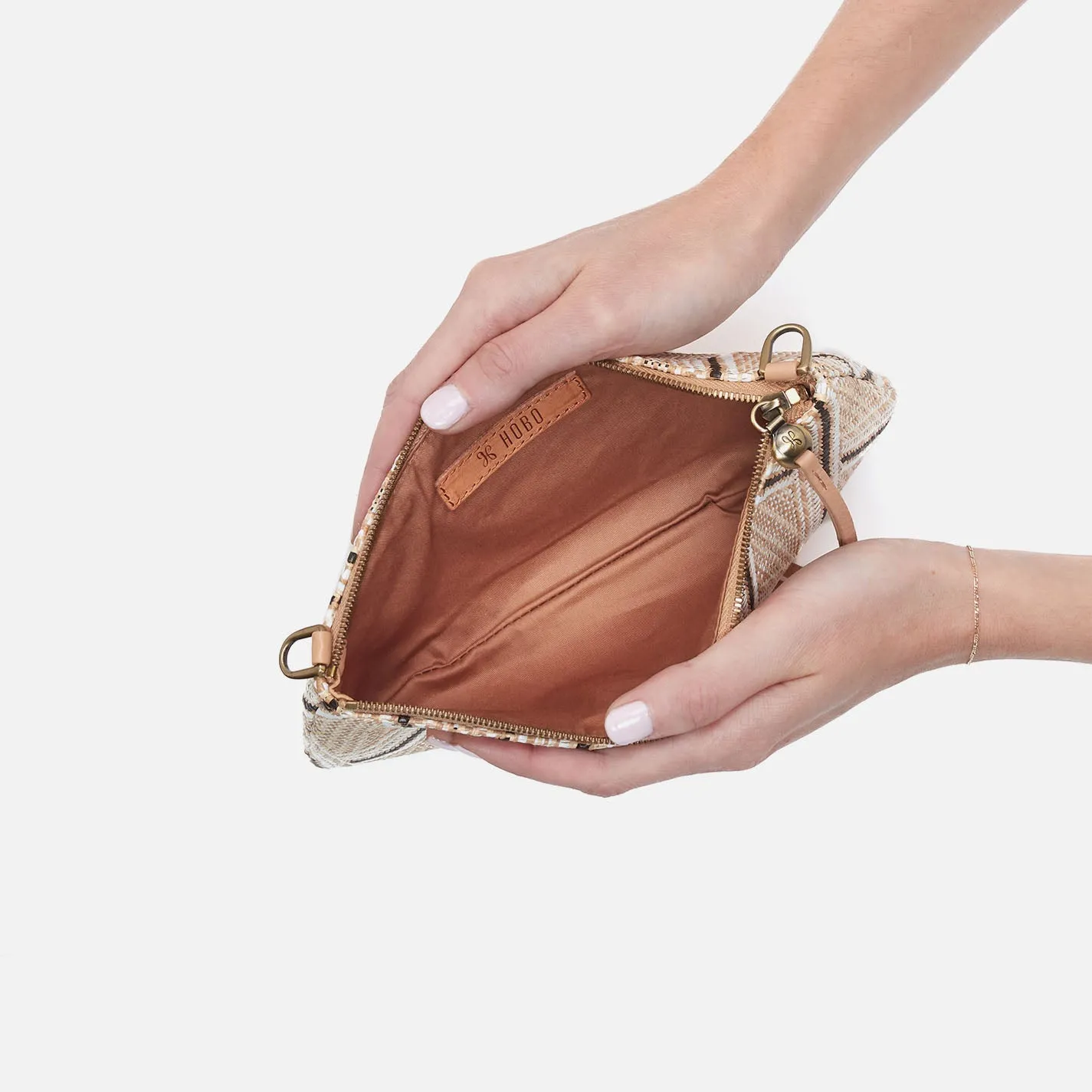 Darcy Double Crossbody In Pebbled Leather - Porcini