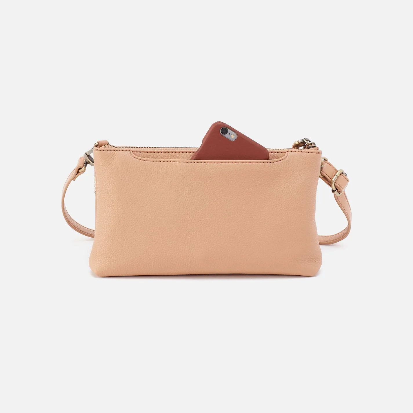 Darcy Double Crossbody In Pebbled Leather - Porcini