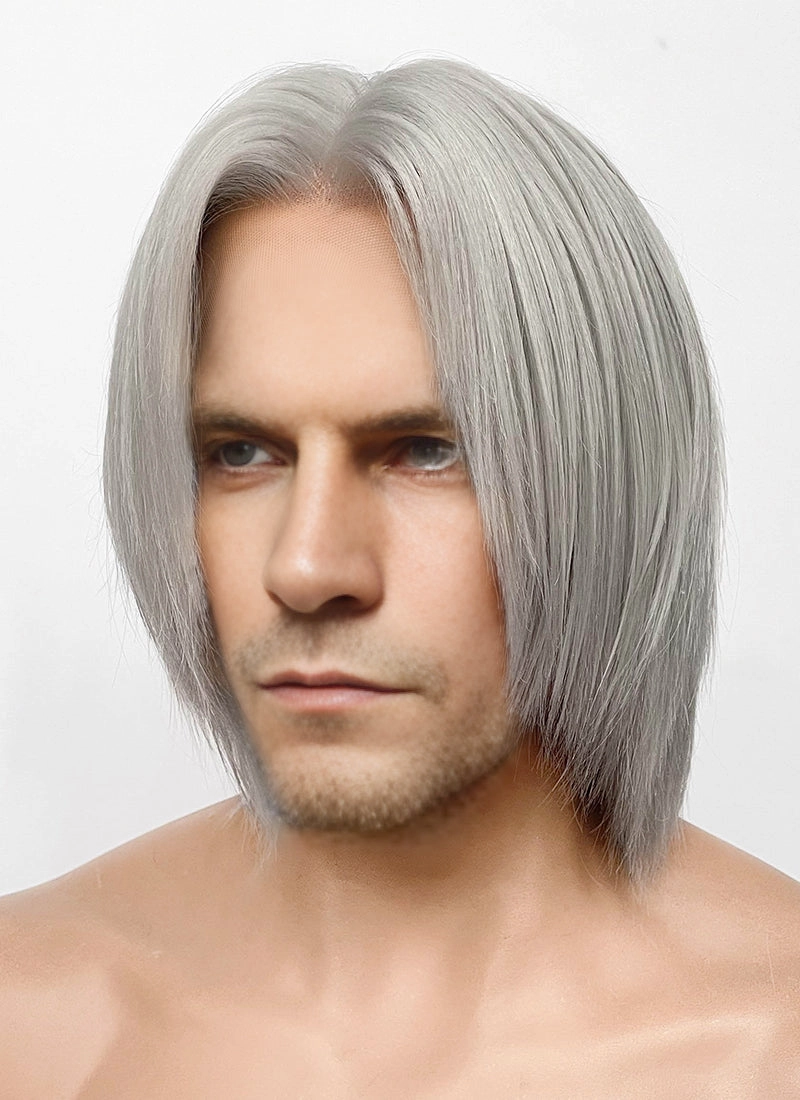 Devil May Cry Dante Grey Straight Yaki Lace Front Synthetic Men's Wig LF6117