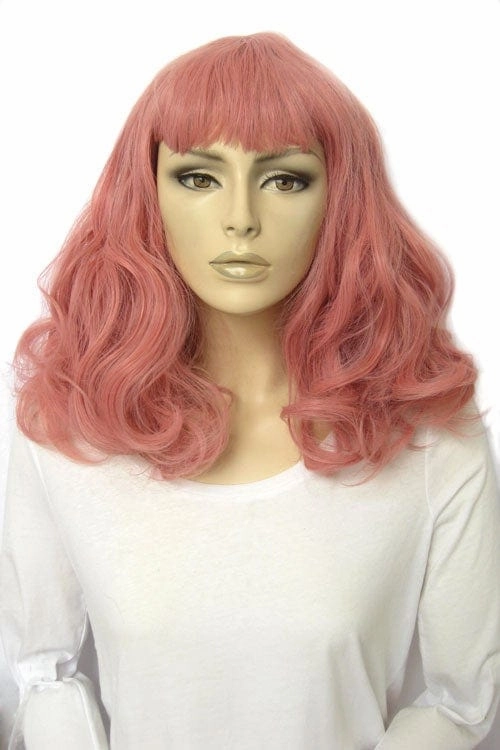 Dusty Pink 50s vintage style wig with short fringe: Paloma