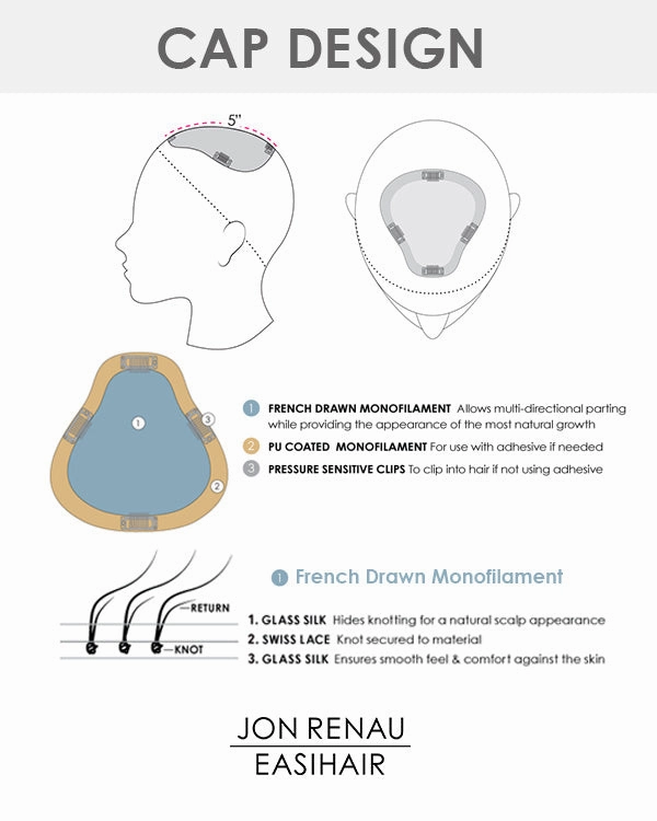 EasiPart French XL 12 inch | Monofilament Remy Human Hair Topper by Jon Renau