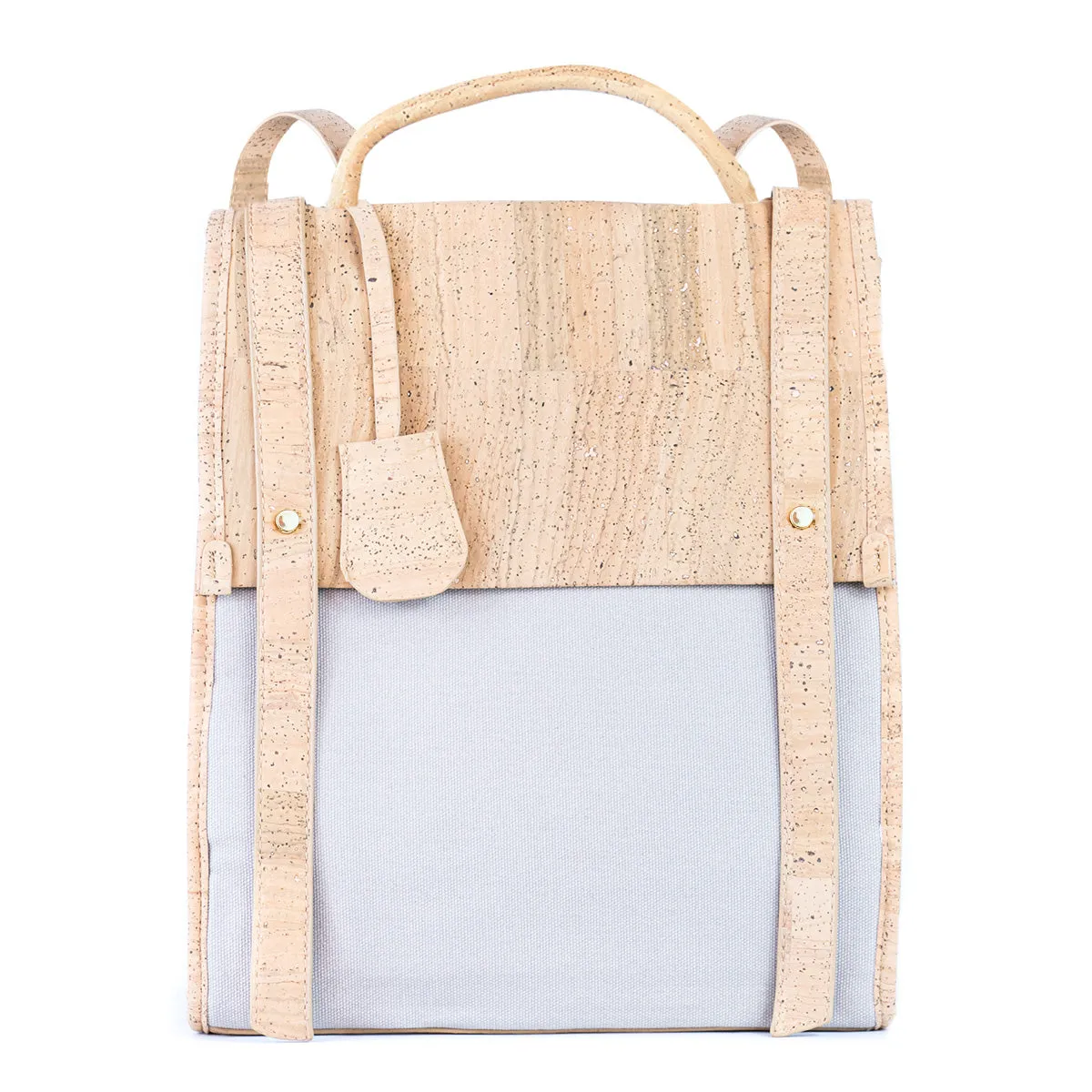 Eco-Friendly Cork and Green Canvas Backpack for Women BAG-2317