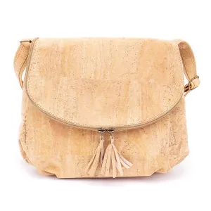 Elegant Cork Crossbody Bag ?C Natural & Colorful Tassel Flap Shoulder Purse BAGP-026