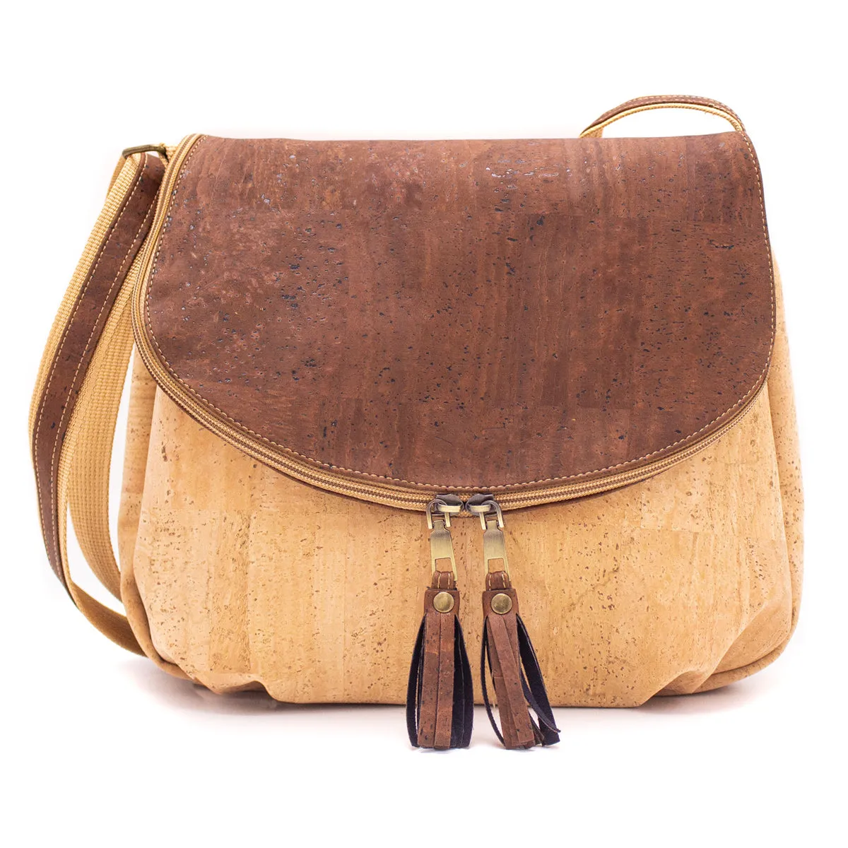 Elegant Cork Crossbody Bag ?C Natural & Colorful Tassel Flap Shoulder Purse BAGP-026