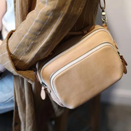 Fashion Beige Women's Satchel Leather Shoulder Bag Cream Small Handbag Crossbody Bag