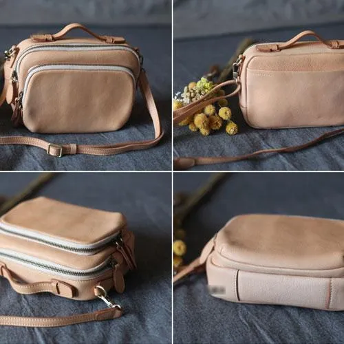 Fashion Beige Women's Satchel Leather Shoulder Bag Cream Small Handbag Crossbody Bag