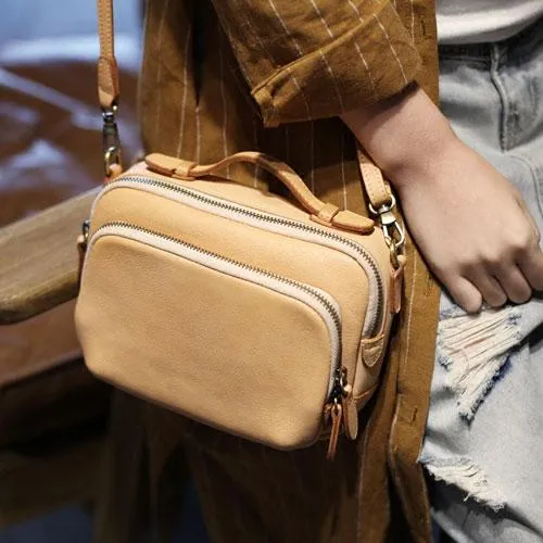 Fashion Beige Women's Satchel Leather Shoulder Bag Cream Small Handbag Crossbody Bag