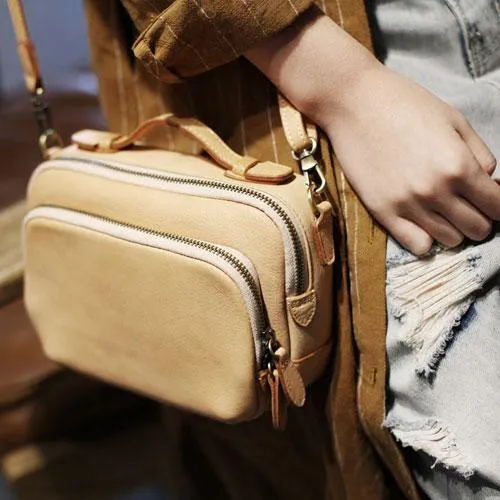 Fashion Beige Women's Satchel Leather Shoulder Bag Cream Small Handbag Crossbody Bag