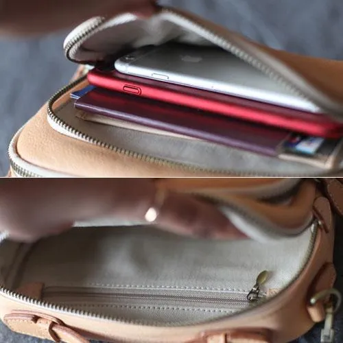 Fashion Beige Women's Satchel Leather Shoulder Bag Cream Small Handbag Crossbody Bag